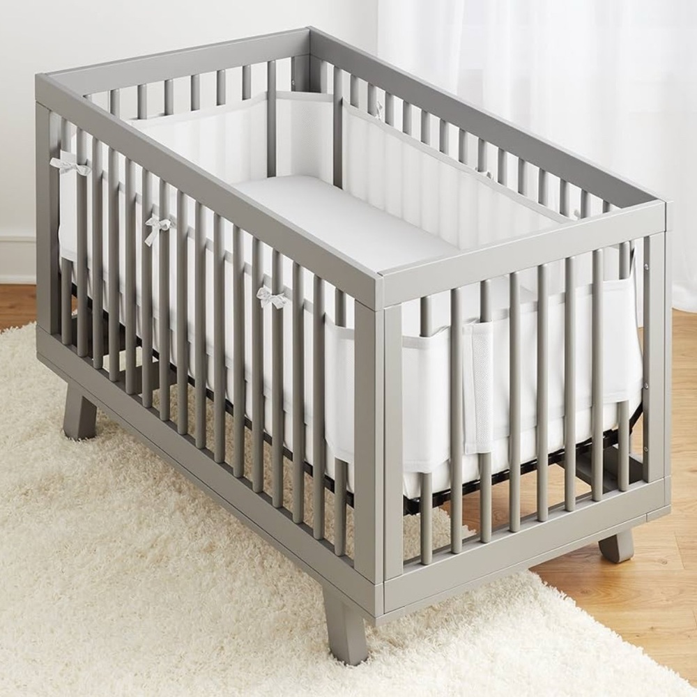 Breathable Baby White Crib Mesh Liner - Picture 2 of 3
